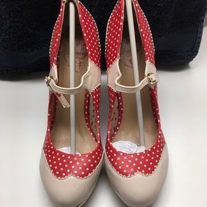 Dancing Days Red and Nude Polka Dot Heels